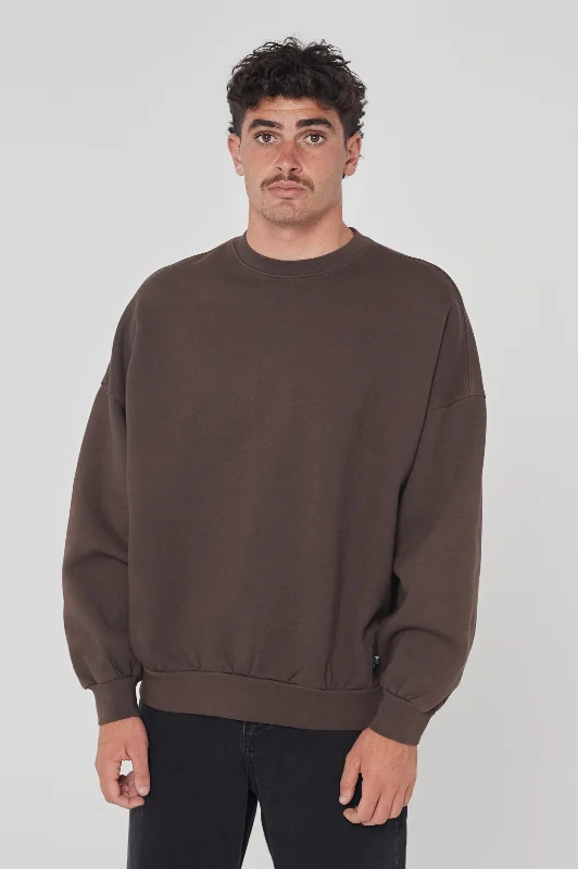 Justus Sweatshirt - Washed Chocolate Hoodie with Front Slit Layering Stylish