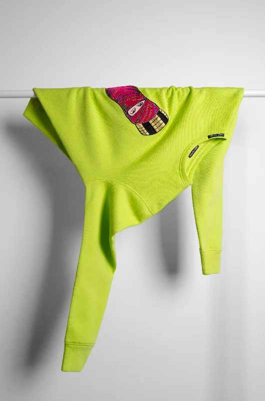 Lime Green Sweater Chenille Brocade Lace