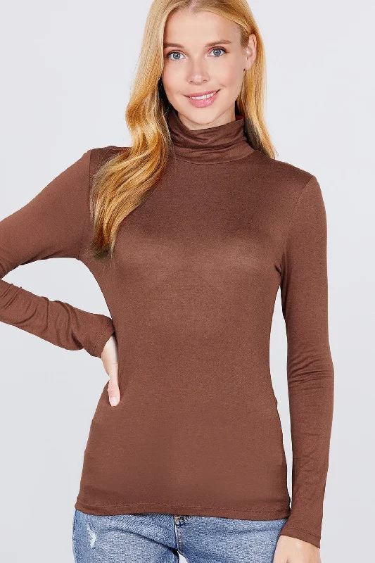 Turtle Neck Rayon Jersey Top Ash Gray Jersey Tee