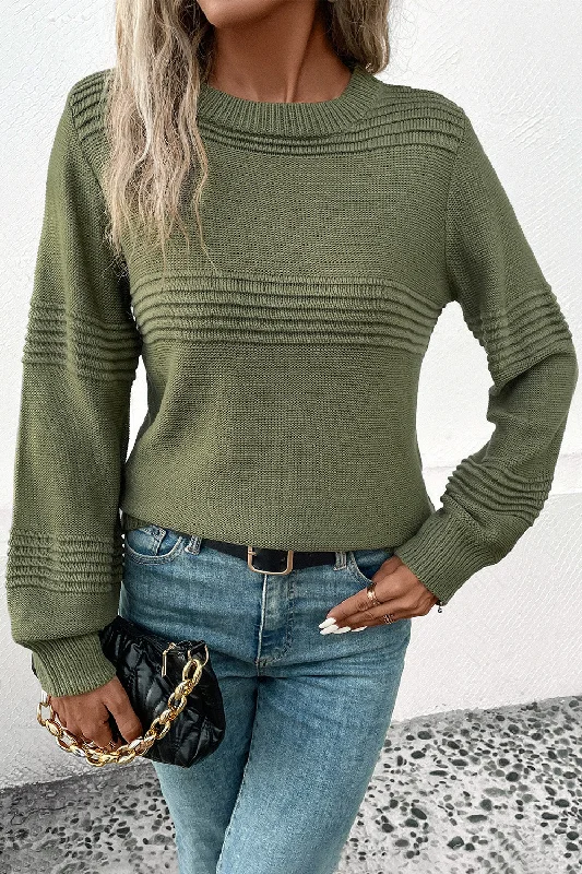 Round Neck Long Sleeve Sweater Silk Blend Satin Velvet