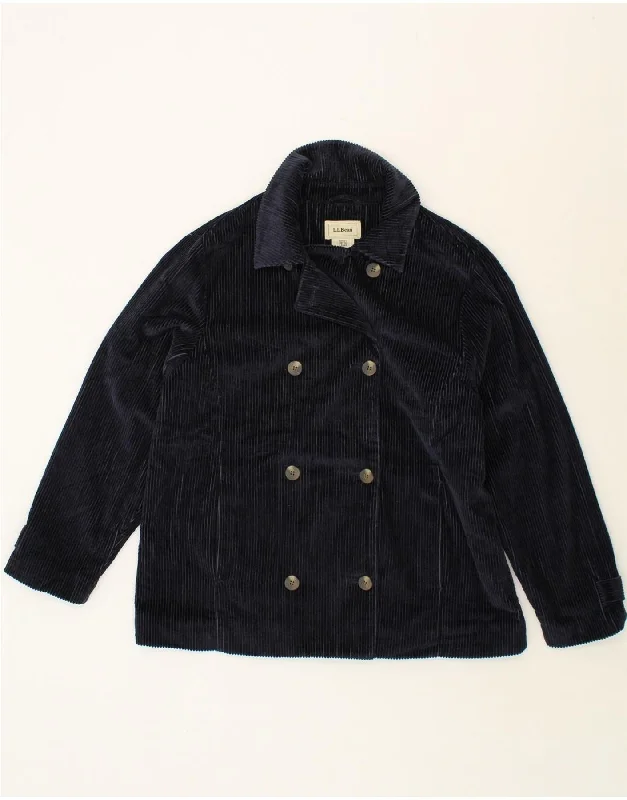 L.L.BEAN Womens Petite Corduroy Jacket UK 16 Large Navy Blue Satin Jacket Silk Jacket Chiffon Jacket