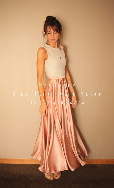 Long Silk Skirt midi skirt versatile