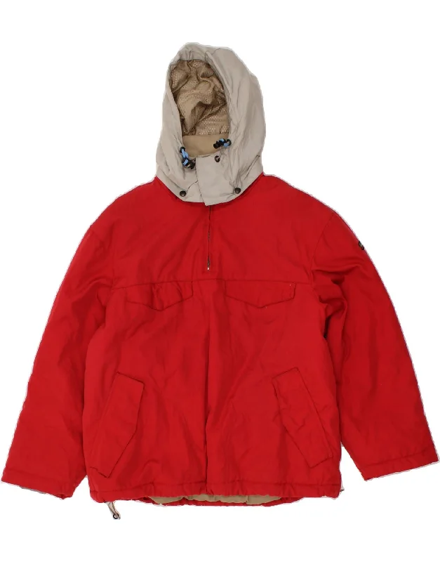 NAPAPIJRI Womens Hooded Windbreaker Jacket UK 6 XS Red Colourblock Nylon Denim Jacket Leather Jacket Suede Jacket