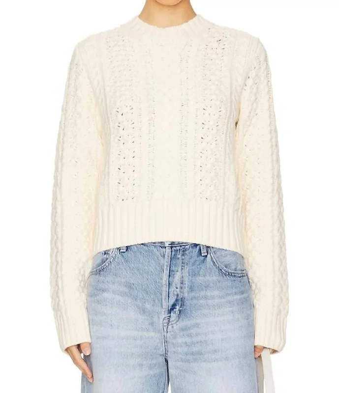 Quinn Shrunken Sweater In Ivory Boxy Sweater Fitted Sweater A-Line