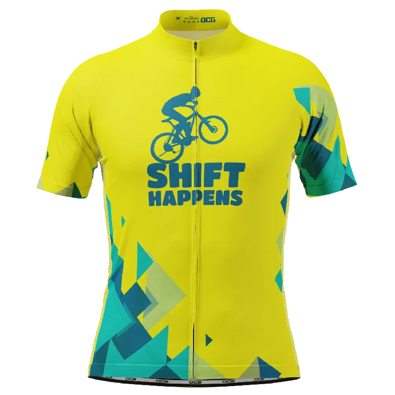 Men's Shift Happens, Embrace It In Style! Short Sleeve Cycling Jersey Mint Green Jersey Tee Men's Shift Happens, Embrace It In Style! Short Sleeve Cycling Jersey Mint Green Jersey Tee