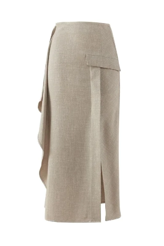 BEIGE MIDI SKIRT zip skirt side