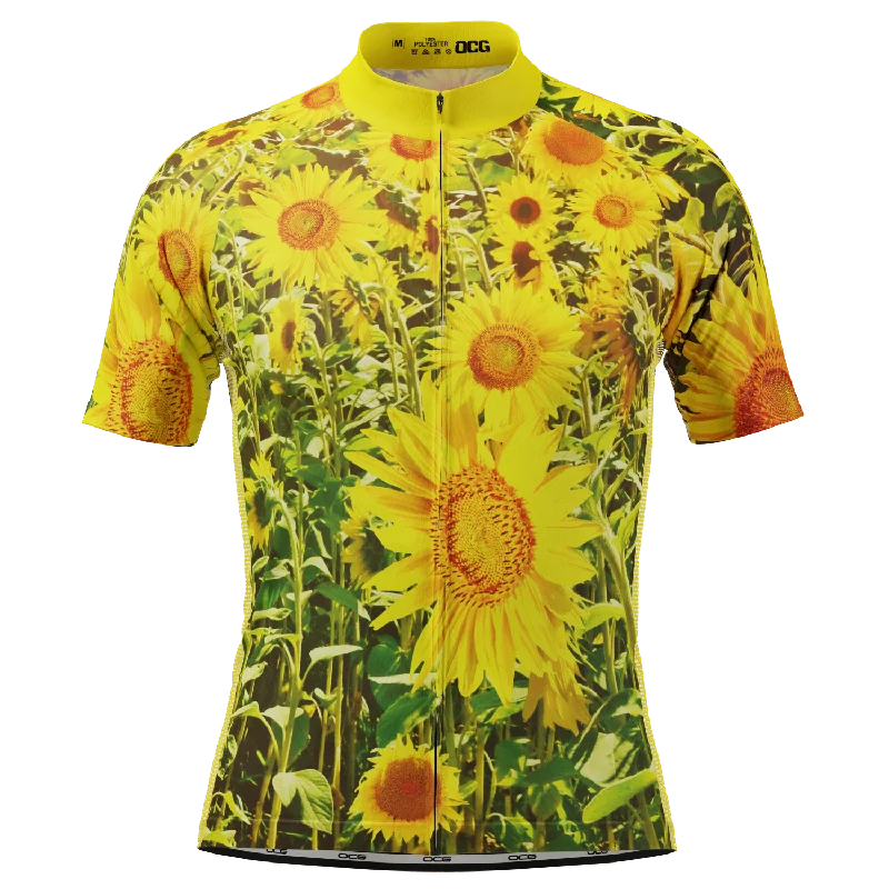 Men's Sunflowers Short Sleeve Cycling Jersey Asymmetrical Jersey Blouse