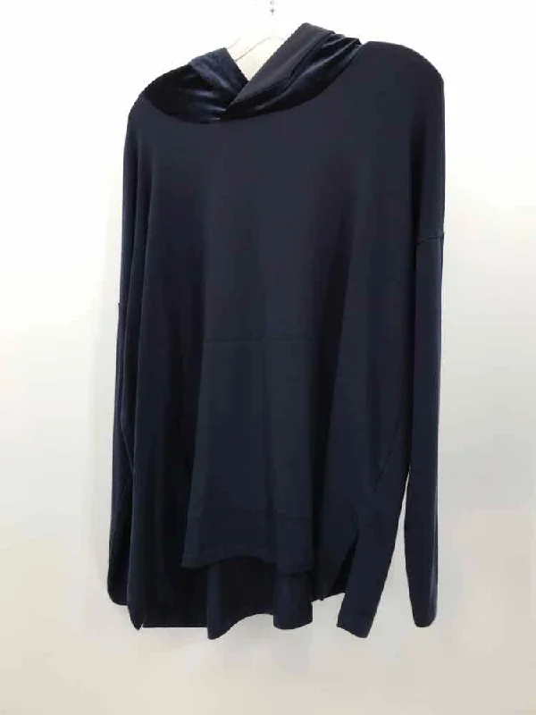 Pre-Owned Eileen Fisher Navy Size Medium Hoodie Sweater Hoodie with Sequins Glamorous Eye-catching