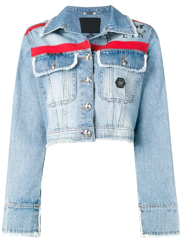 Philipp Plein X Playboy stripe denim jacket Cardigan Sweater Pullover