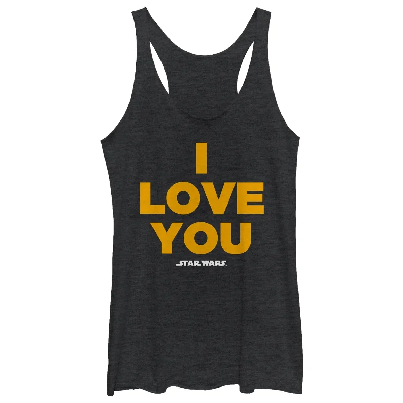 Women's Star Wars Princess Leia I Love You Racerback Tank Top lace back tank