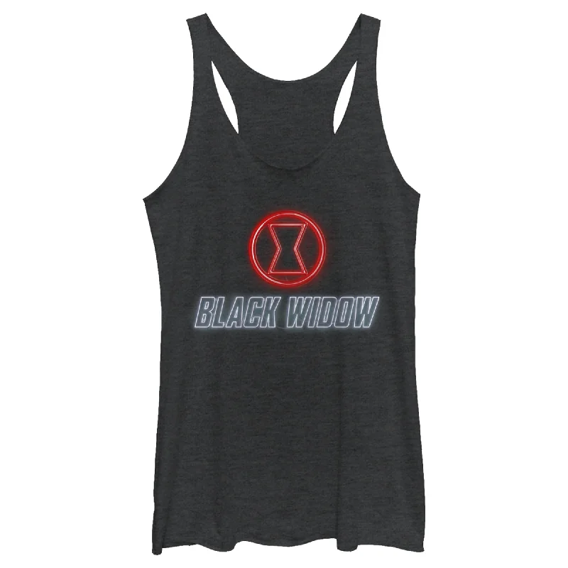 Women's Marvel Black Widow Neon Hourglass Racerback Tank Top peekaboo tank top