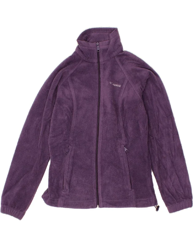 COLUMBIA Womens Fleece Jacket UK 6 XS Purple Polyester Wool Fabric Cashmere Fabric Tweed Fabric