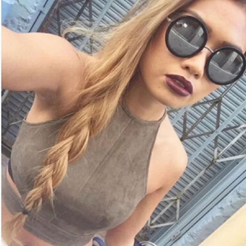 Summer Style Sexy Lace Up Women Cropped Tanks Tops Vest Sexy Sleeveless Suede Bralette Bandage Crop Tops Camisole S-XL casual tank top Summer Style Sexy Lace Up Women Cropped Tanks Tops Vest Sexy Sleeveless Suede Bralette Bandage Crop Tops Camisole S-XL casual tank top