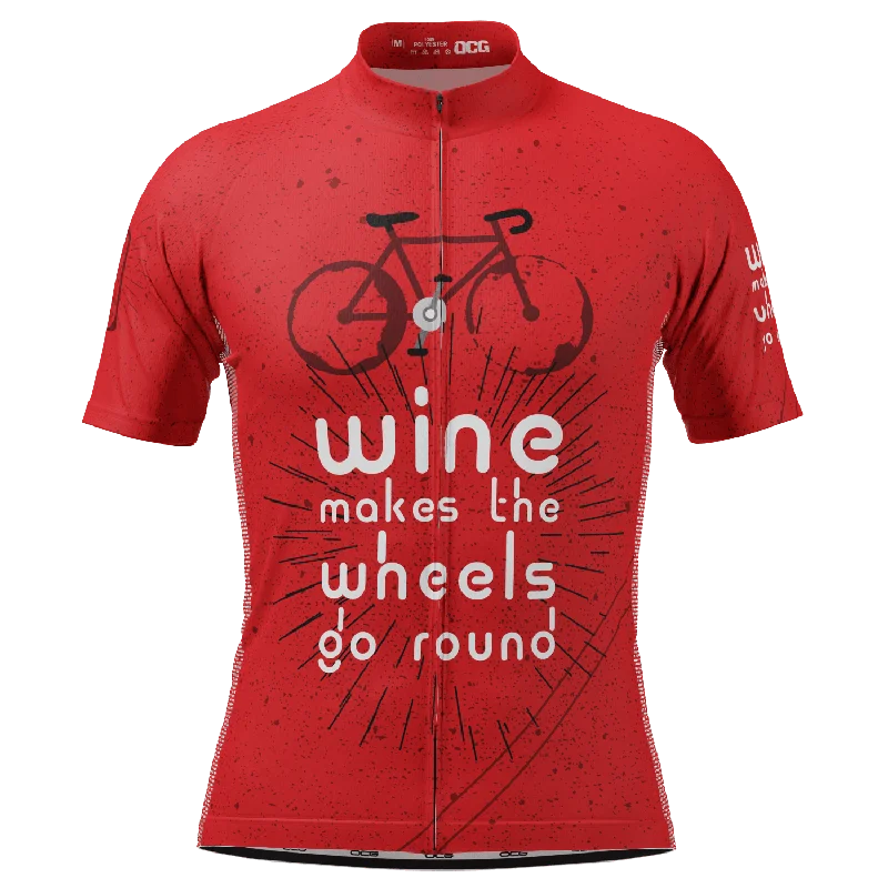 Men's Wine Makes the Wheels Go Round Short Sleeve Cycling Jersey Solid Color Jersey Shirt Men's Wine Makes the Wheels Go Round Short Sleeve Cycling Jersey Solid Color Jersey Shirt