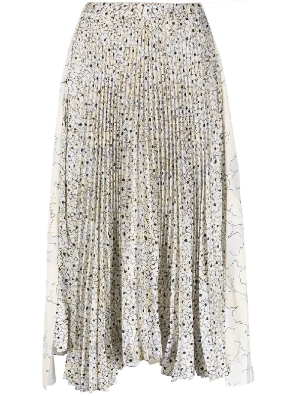 PLEATED FLORAL-PRINT MIDI SKIRT relaxed fit skirt