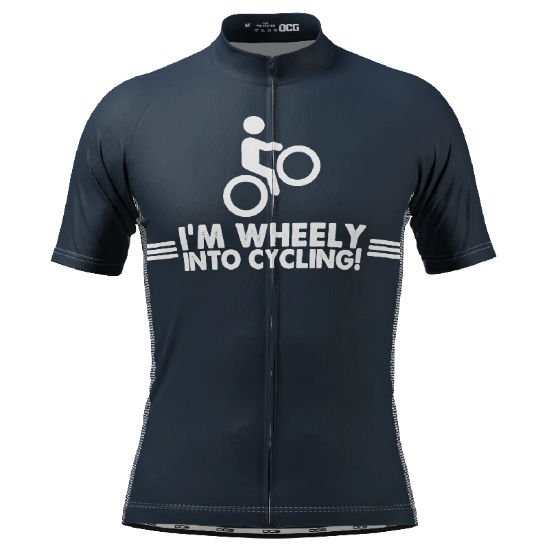 Men's I'm Wheely Into Cycling! Short Sleeve Cycling Jersey Olive Green Jersey Tee