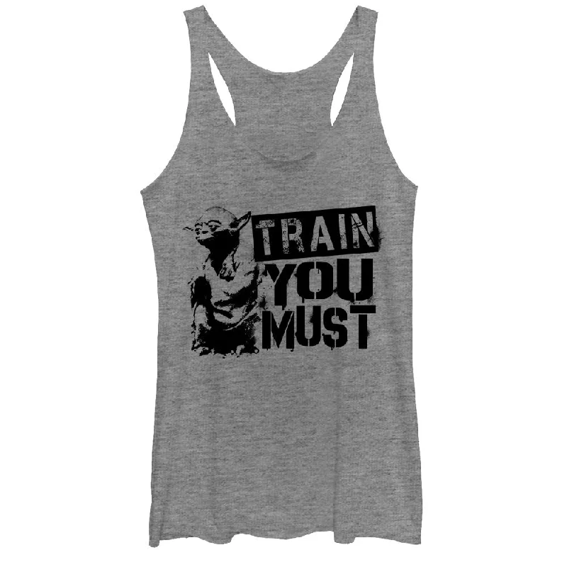 Women's Star Wars Yoda Train You Must Racerback Tank Top vintage tank top