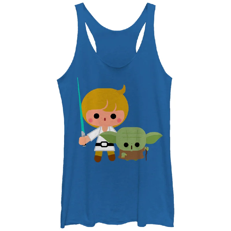 Women's Star Wars Cute Cartoon Luke Yoda Racerback Tank Top tie dye tank