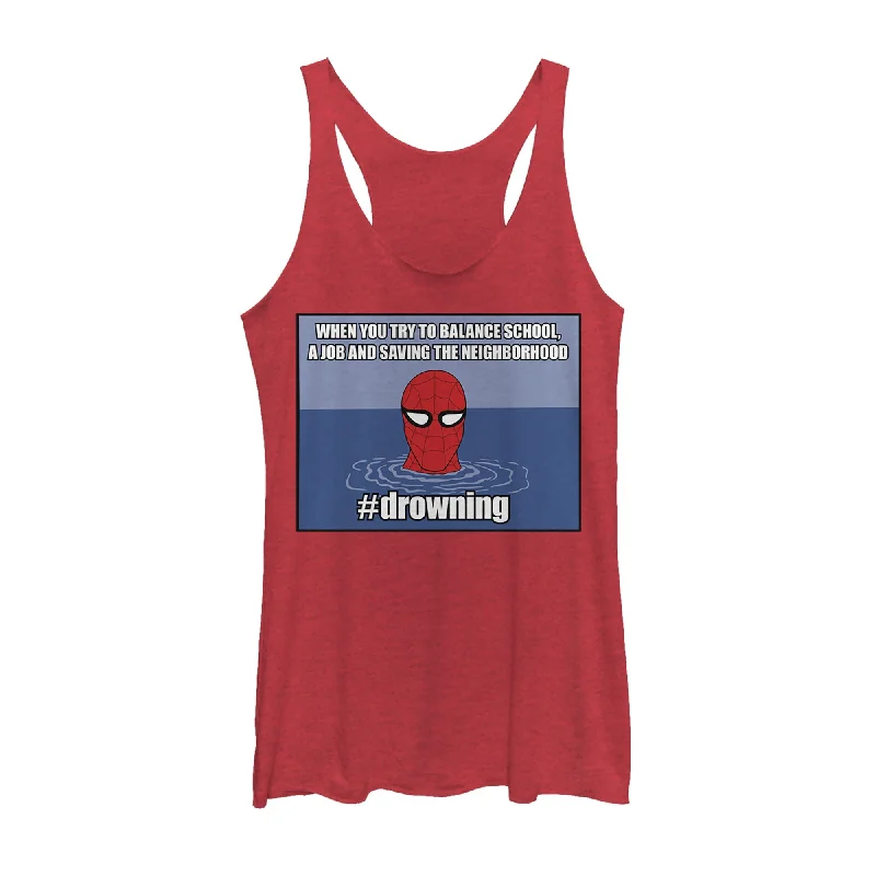 Women's Marvel Spider-Man #drowning Racerback Tank Top charcoal tank top