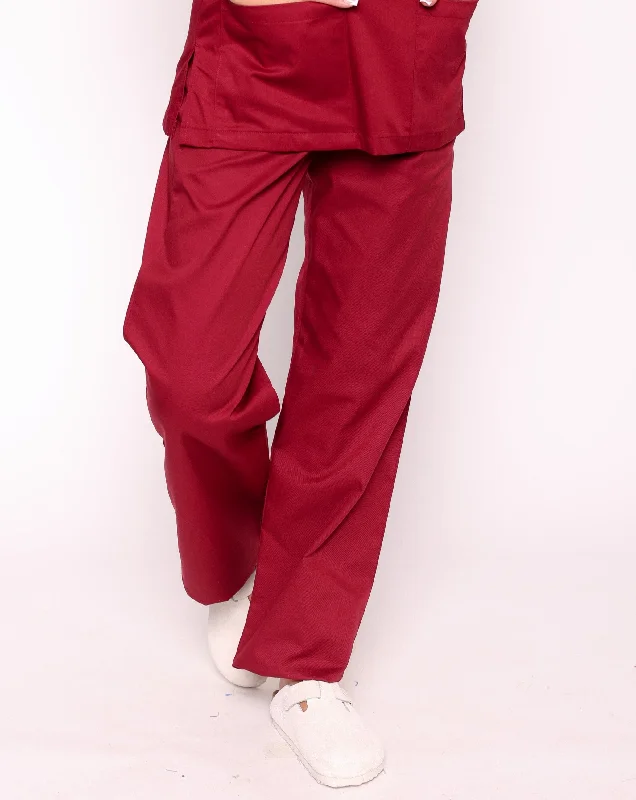 Howser Casey Unisex Smart Scrub Trousers - Maroon Trousers Mesh Breathable