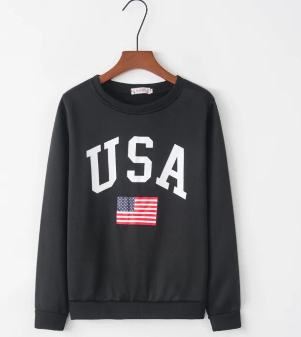 USA / American Flag Sweatshirt Hoodie with Monochrome Minimalist Simple