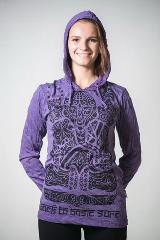 Sure Design Unisex Tattoo Ganesh Hoodie Purple Hoodie with Ribbed Cuffs Snug Fit Comfort