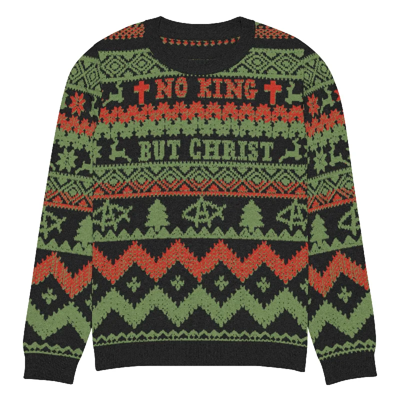 AnarchoChristian No King but Christ Knitted Ugly Christmas Sweater Layered Multi-layer Single Layer