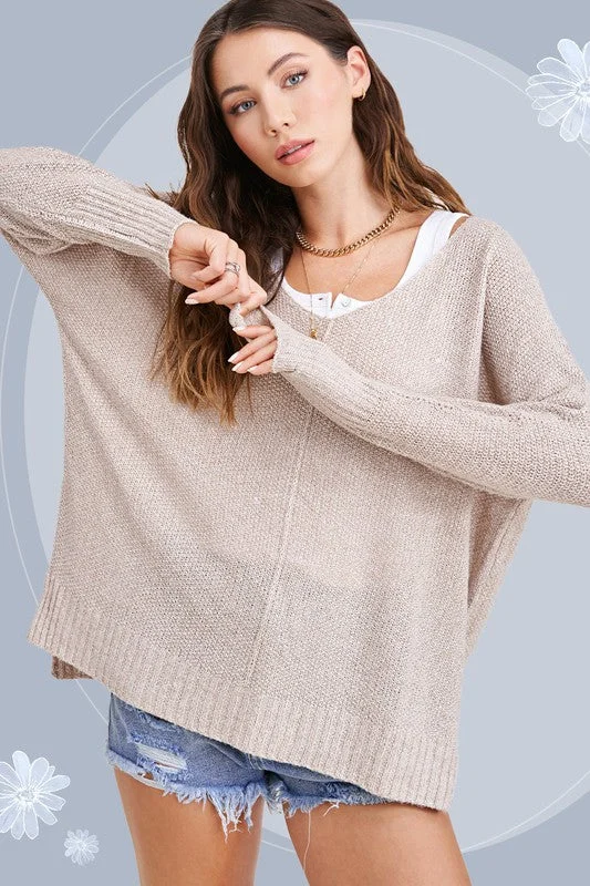 Oversized Stretchy Lightweight Knit Sweater Neon Metallic Matte