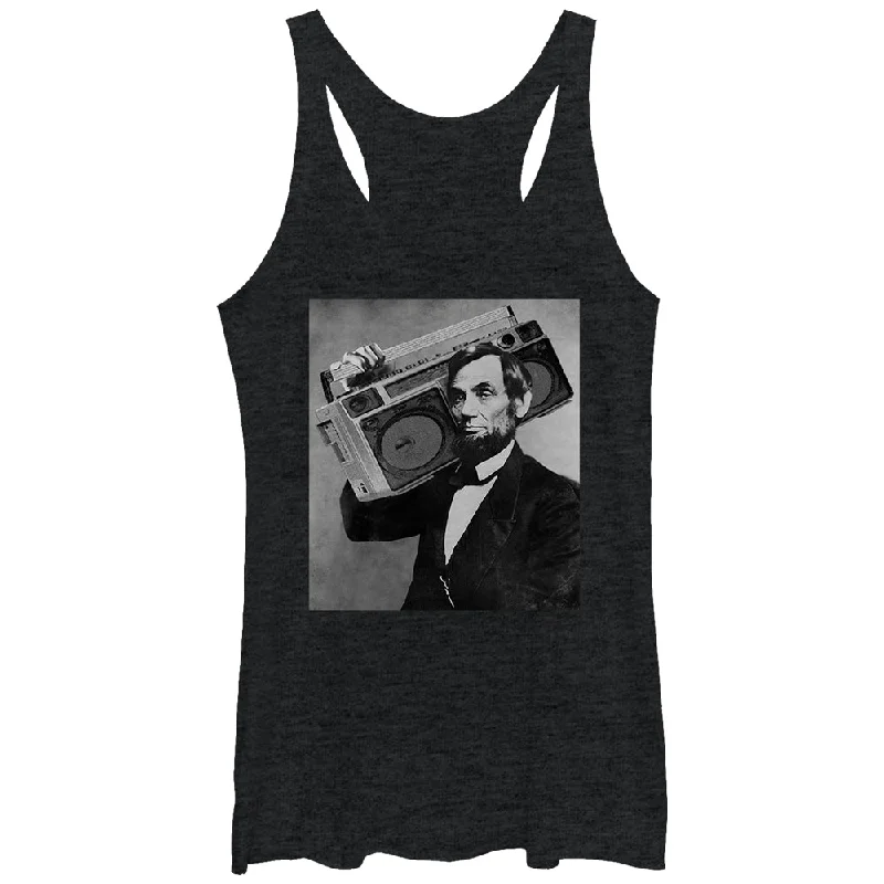 Women's Lost Gods Abraham Lincoln Boombox Racerback Tank Top low neck tank