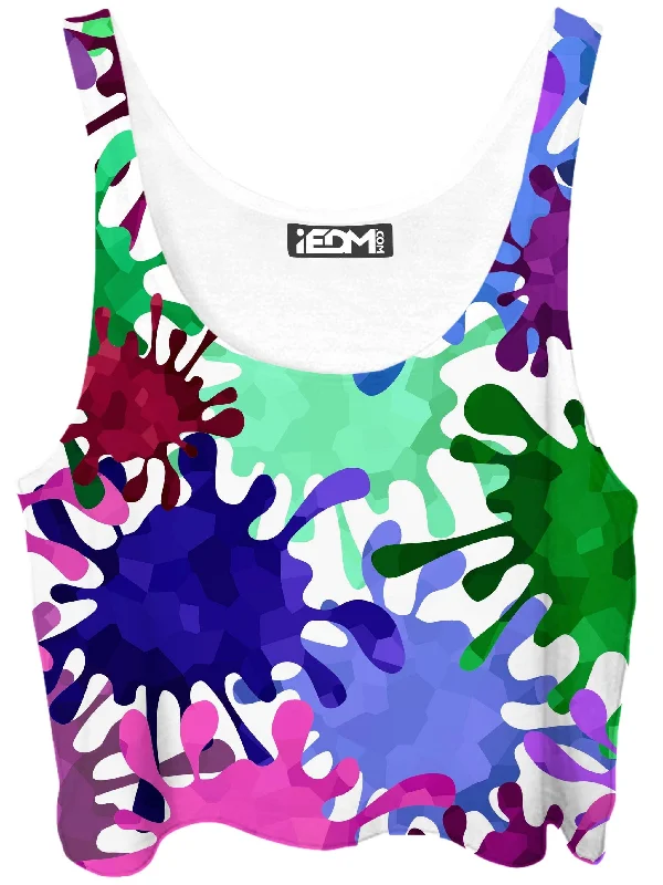 Neon Paint Splatter Crop Top Lace Blend Ribbed Blend Corduroy Blend
