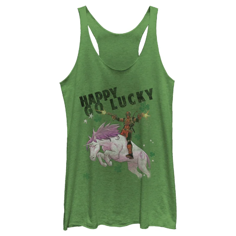 Women's Marvel Deadpool Lucky Unicorn St. Patrick's Racerback Tank Top pastel tank top Women's Marvel Deadpool Lucky Unicorn St. Patrick's Racerback Tank Top pastel tank top