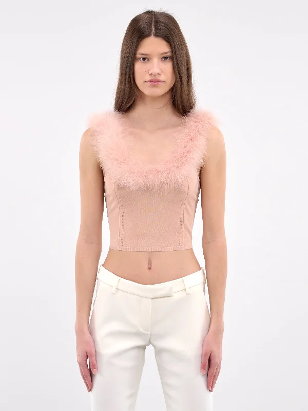 Feather Trim Knit Tank Top (2M559A-N0145-EYESHADOW-PINK) stylish tank top