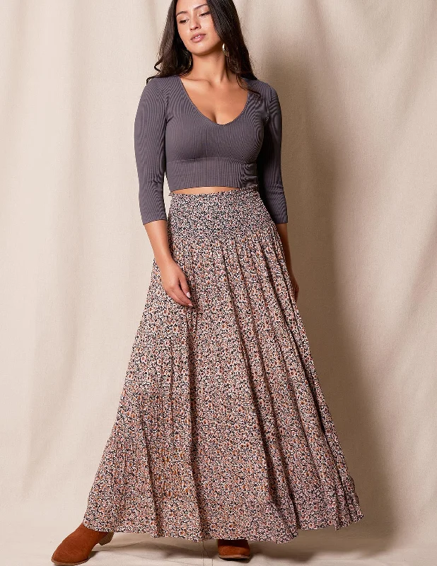 Emmalyn Maxi Skirt - Grey Dawn - Large Only button skirt front