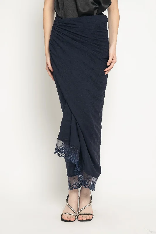 Rona Skirt in Navy leather skirt bold