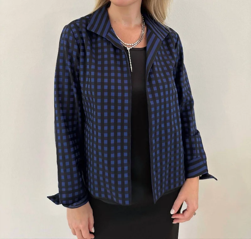 Molly Reversible Jacket In Sapphire/black Trench Coat Raincoat Waterproof Jacket
