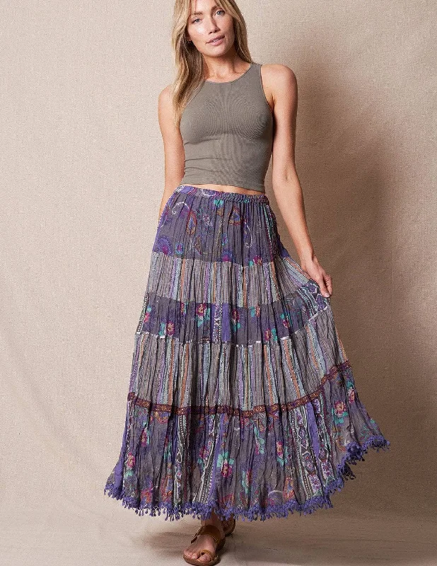 Aziza Skirt - Lavender Grey - L/XL Only chiffon skirt lightweight