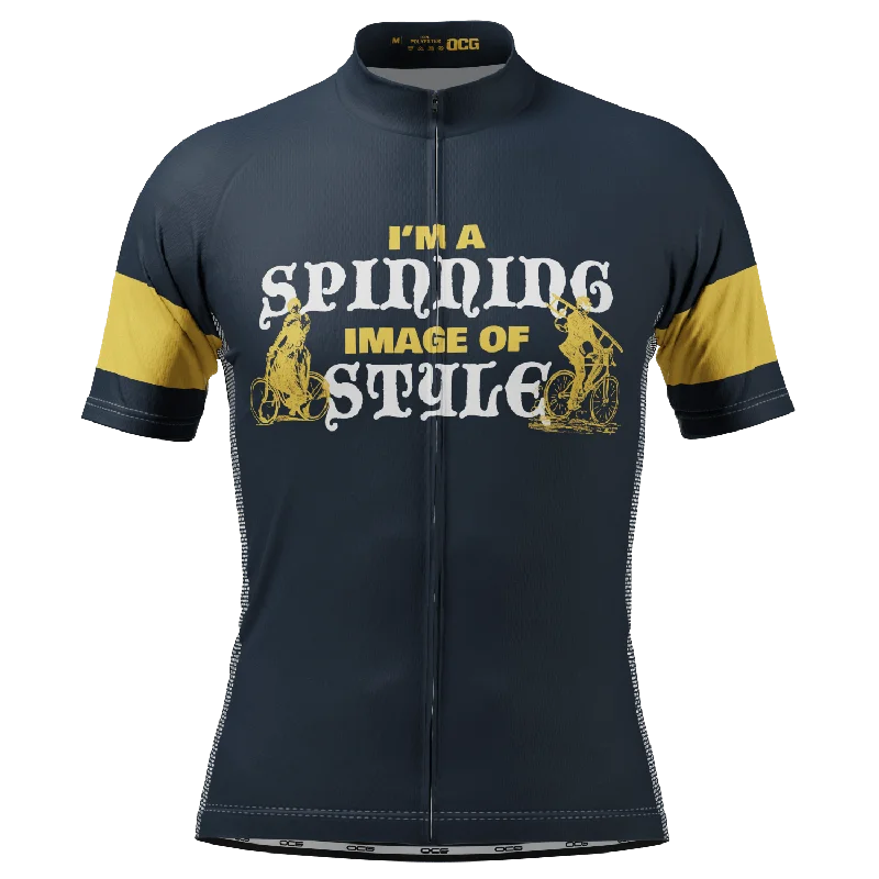 Men's I'm a Spinning Image of Style Short Sleeve Cycling Jersey Ash Gray Jersey Tee