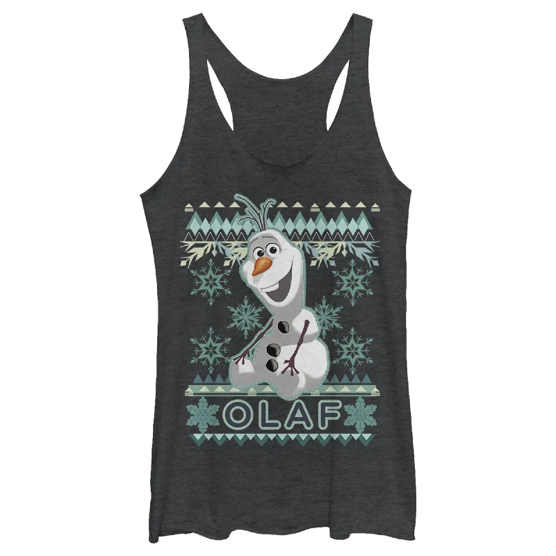 Women's Frozen Ugly Christmas Olaf Racerback Tank Top sheer tank top