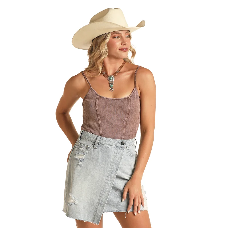 Rock & Roll Cowgirl® Ladies Exposed Seam Brown Tank Top RRWT20R0Y6-24 essential tank top Rock & Roll Cowgirl® Ladies Exposed Seam Brown Tank Top RRWT20R0Y6-24 essential tank top