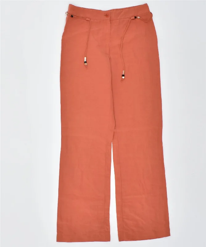 S.O'LIVER Womens Marla Straight Casual Trousers W27 L30 Orange Polyamide Trousers Floral Bohemian