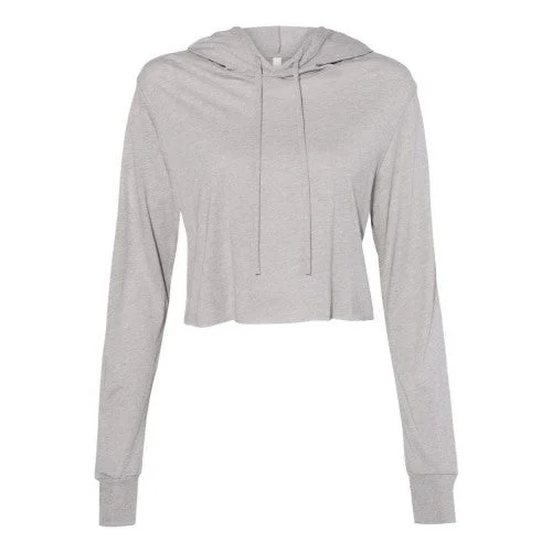 BELLA + CANVAS Womens Triblend Crop Long Sleeve Hoodie Zip Hoodie Drawstring Kangaroo Pocket
