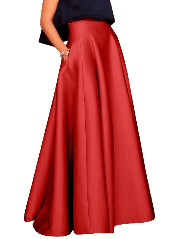 Women's High Waist Maxi Skirt With Pockets high slit skirt