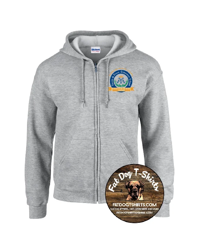 QUEEN OF PEACE 100 YEAR FULL ZIP HOODIE-GREY YOUTH/ADULT Hoodie with Puffed Sleeves Voluminous Trendy