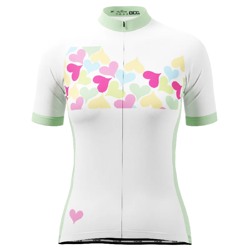 Women's Love & Hearts Short Sleeve Cycling Jersey Metallic Jersey Tee