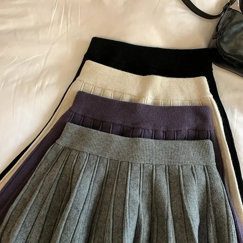 High Waist Knitted Mini Skirt chiffon skirt airy