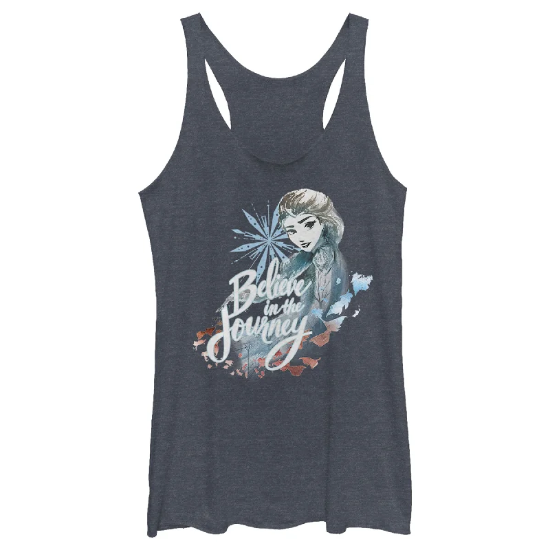 Women's Frozen 2 Elsa Believe Watercolor Racerback Tank Top floral tank top