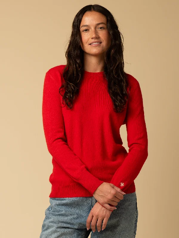 Classic Crew Neck Sweater_Red Wool Sweater Cotton Sweater Cashmere Sweater