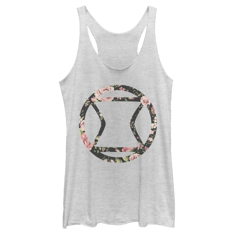 Women's Marvel Black Widow Floral Racerback Tank Top tie dye tank