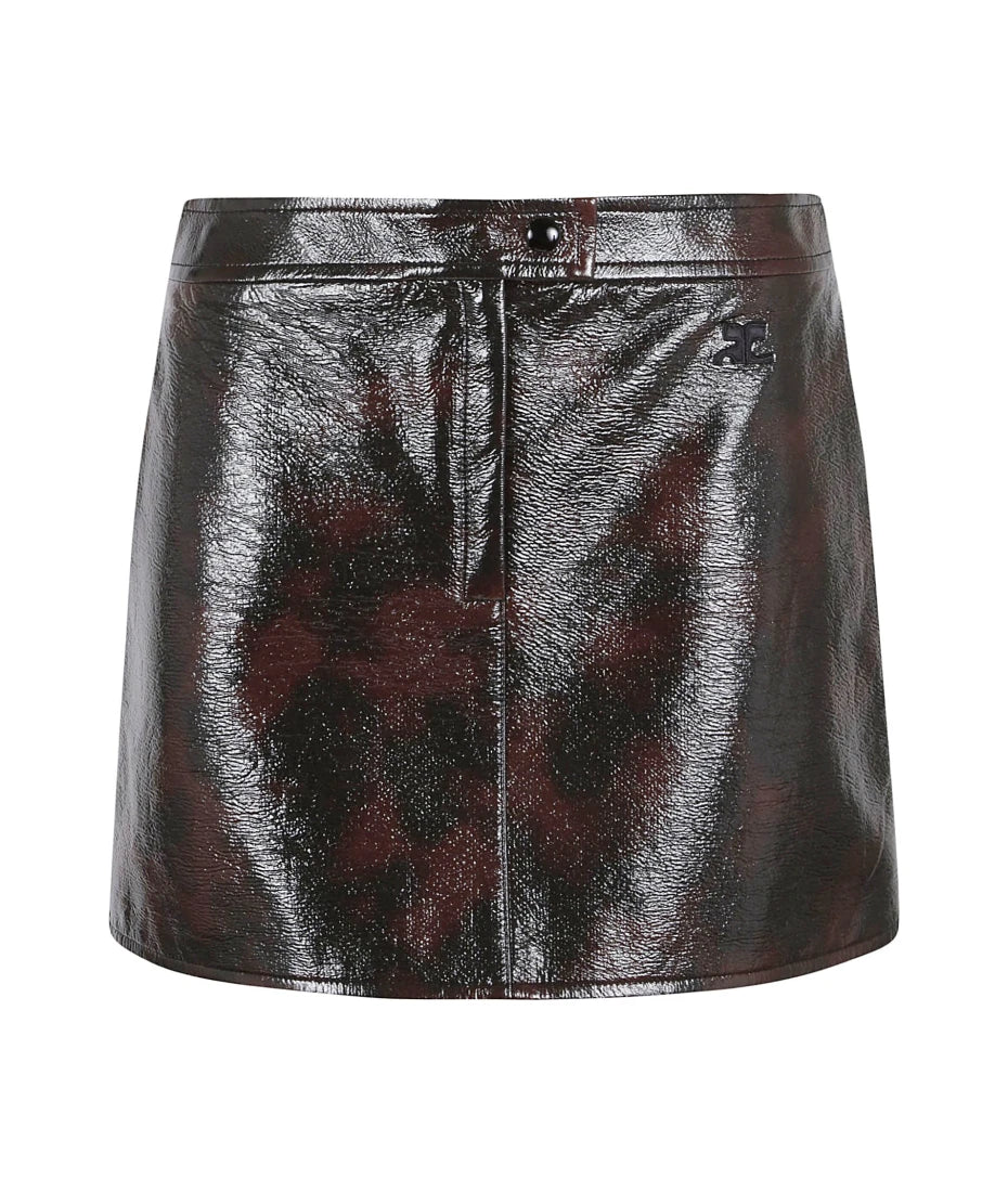 Courrges Tortoise Vinyl Reedition Mini Skirt Havana/ Tortoise wool skirt sturdy