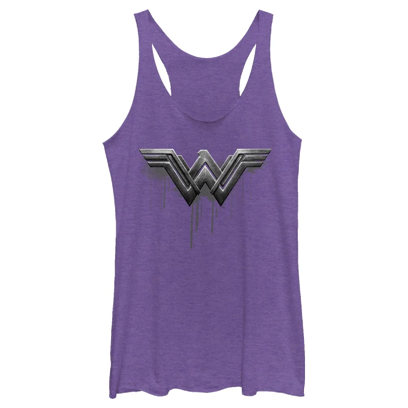 Women's Zack Snyder Justice League Wonder Woman Silver Logo Racerback Tank Top fashionable tank top